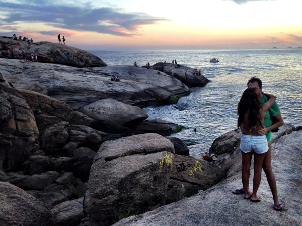 Sunset at Arpoador Beach in Rio de Janeiro Brazil