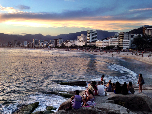 Sunset at Arpoador Beach in Rio de Janeiro Brazil