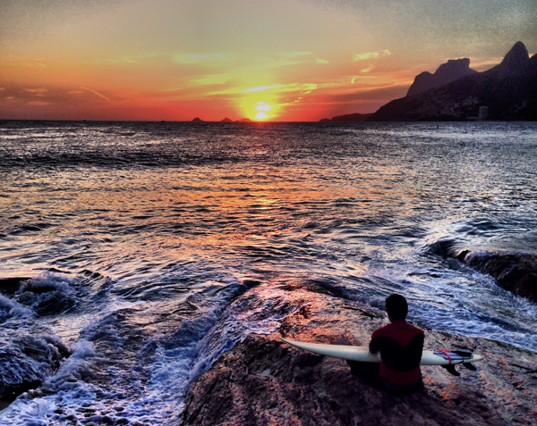 Sunset at Arpoador Beach in Rio de Janeiro Brazil