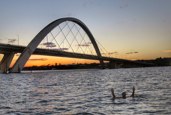 Brasilia Sunset Swimming under JK Bridge