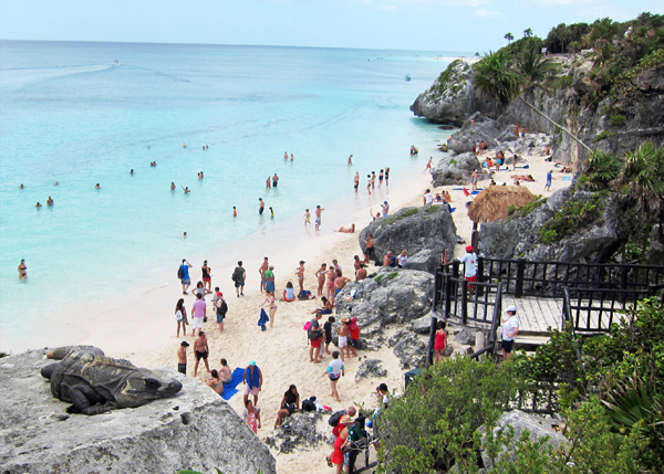 The Beach at Tulum Ruins in Mexico's Yucatan Peninsula Mayan Riviera