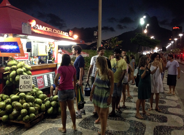 Agua de Coco on Ipanema Beach in Rio de Janeiro Brazil