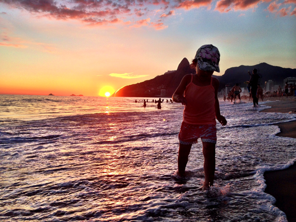 Ipanema Beach at Sunset in Rio de Janeiro, Brazil