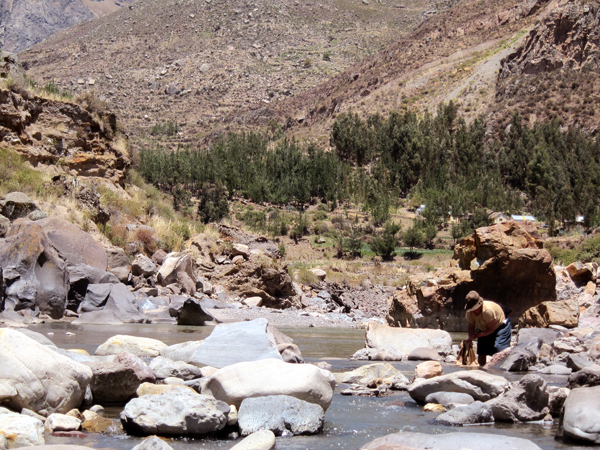 River nearby Hot Springs at Colca Canyon Peru