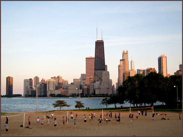 View from Castaways on North Beach Chicago