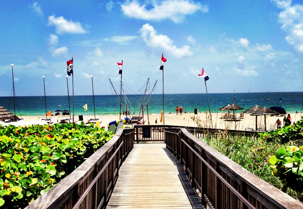 This is the most excursive you will do all day - Harbor Beach Marriott Beach Entrance