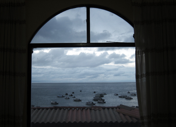 The View of Lake Titicaca from my hotel in Copacabana, Bolivia