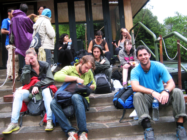 One of the first ones waiting at the main entrance of Machu Picchu