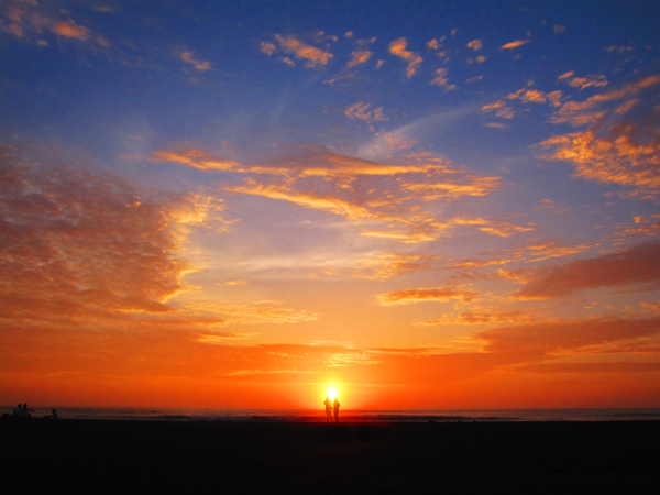 Incredible Sunset at the beach in Huanchaco, Peru