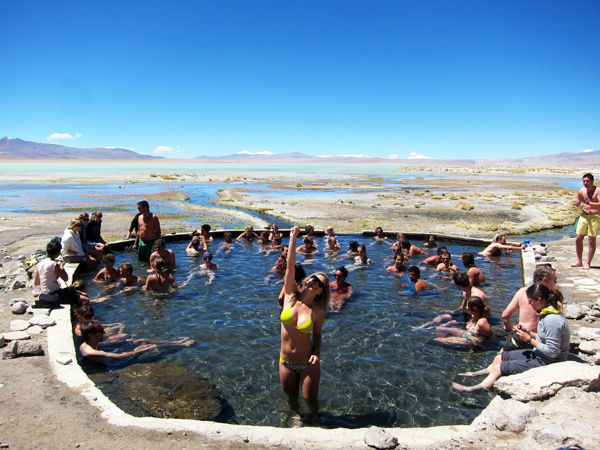 Visiting the Hot Spring (Aguas Calientes) on our Salar de Uyuni Tour in Bolivia