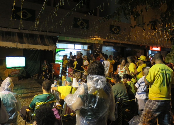 World Cup 2014 Brazil - Brazilians watching the games on decorated streets