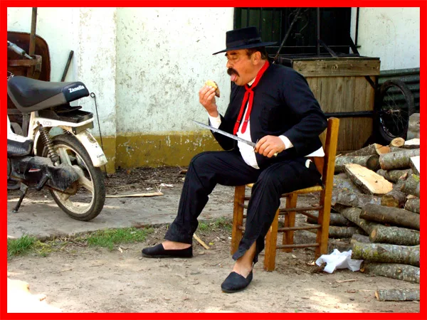 Nothing beats Choripan Enjoying lunch in San Antonio de Areco outside Buenos Aires, Argentina
