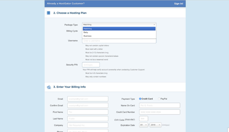 How to start a blog - select hosting plan