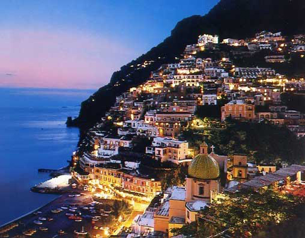 Sunset in Positano at the Amalfi Coast, Italy